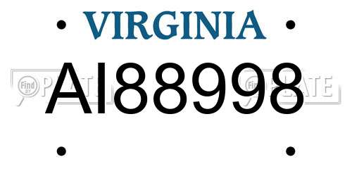 AI88998 Virginia License Plate