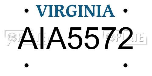 AIA5572 Virginia License Plate