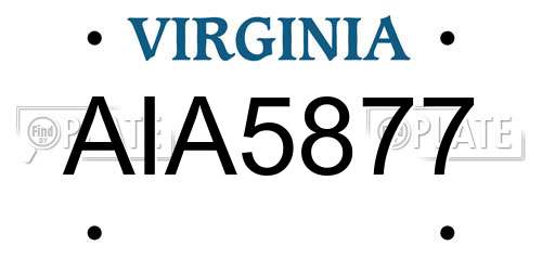 AIA5877 Virginia License Plate
