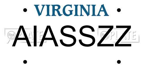 AIASSZZ Virginia License Plate