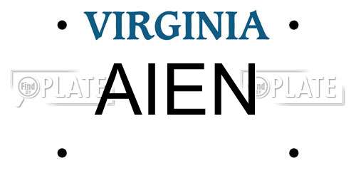 AIEN Virginia License Plate