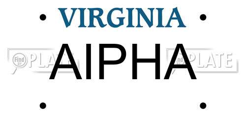 AIPHA Virginia License Plate