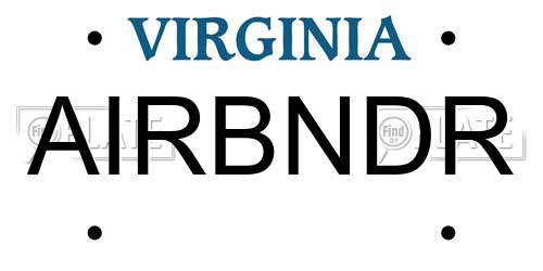 AIRBNDR Virginia License Plate