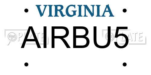 AIRBU5 Virginia License Plate