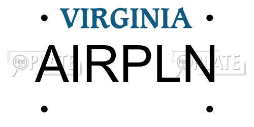 AIRPLN Virginia License Plate