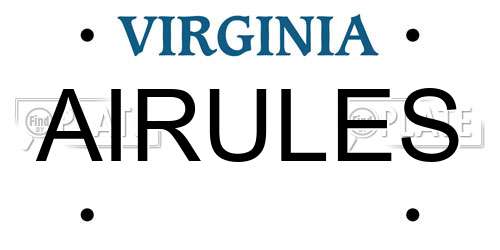 AIRULES Virginia License Plate