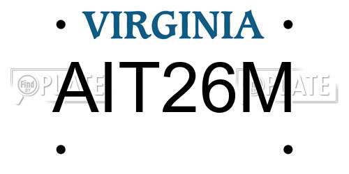 AIT26M Virginia License Plate