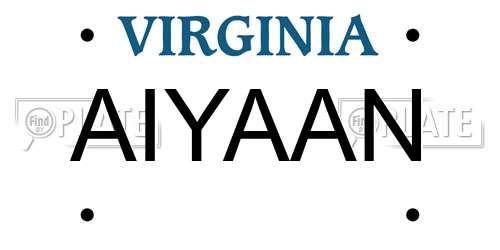 AIYAAN Virginia License Plate