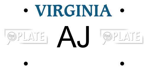 AJ Virginia License Plate