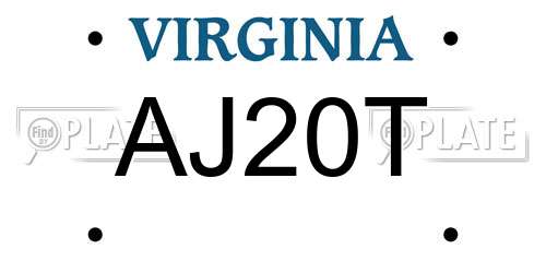 AJ20T Virginia License Plate