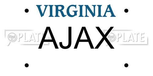 AJAX Virginia License Plate