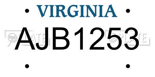 AJB1253 Virginia License Plate