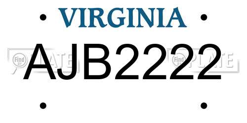 AJB2222 Virginia License Plate