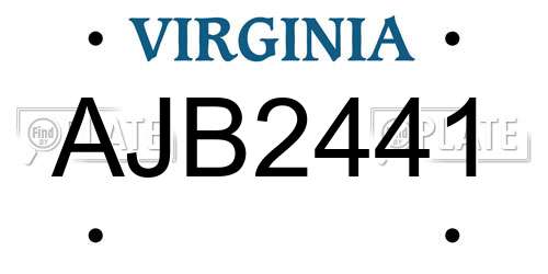 AJB2441 Virginia License Plate