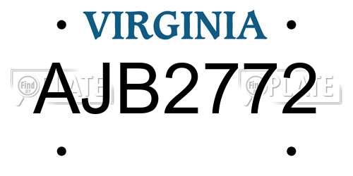 AJB2772 Virginia License Plate