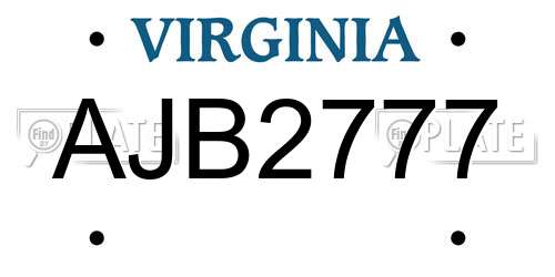 AJB2777 Virginia License Plate