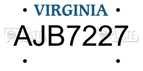 AJB7227 Virginia License Plate