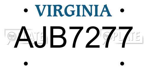 AJB7277 Virginia License Plate