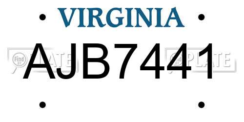 AJB7441 Virginia License Plate