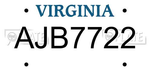 AJB7722 Virginia License Plate