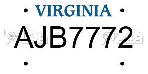 AJB7772 Virginia License Plate