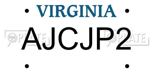 AJCJP2 Virginia License Plate