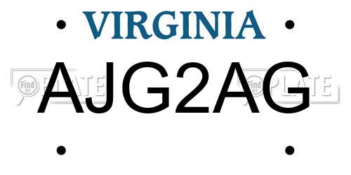 AJG2AG Virginia License Plate