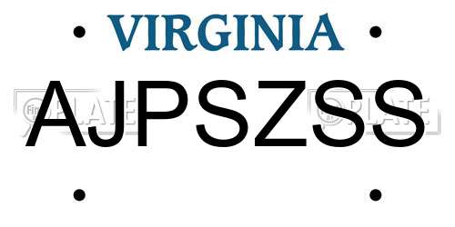 AJPSZSS Virginia License Plate