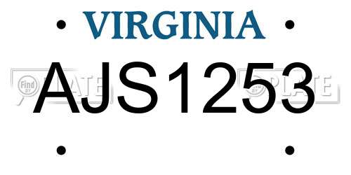 AJS1253 Virginia License Plate