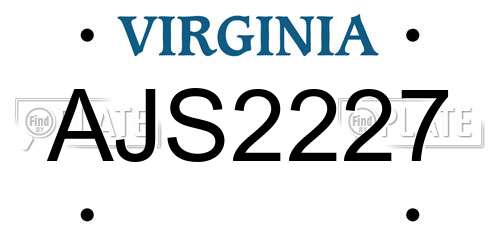 AJS2227 Virginia License Plate