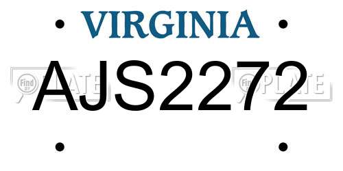 AJS2272 Virginia License Plate
