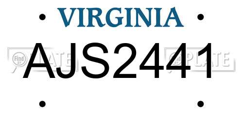 AJS2441 Virginia License Plate