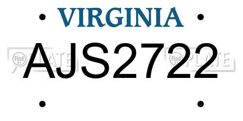 AJS2722 Virginia License Plate