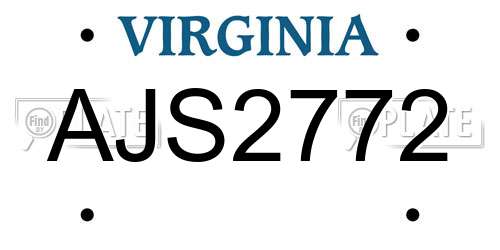AJS2772 Virginia License Plate