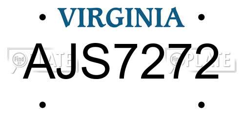 AJS7272 Virginia License Plate