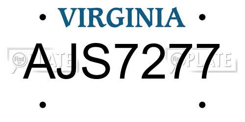 AJS7277 Virginia License Plate