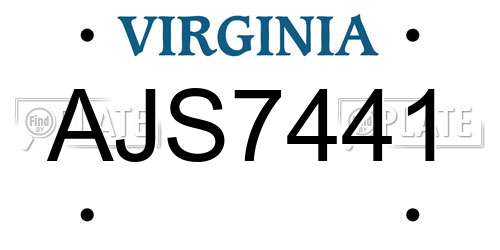 AJS7441 Virginia License Plate
