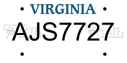 AJS7727 Virginia License Plate