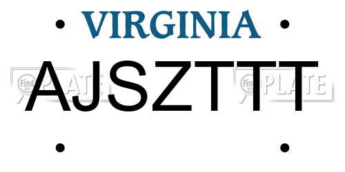 AJSZTTT Virginia License Plate