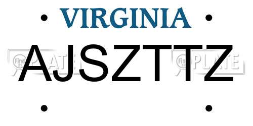 AJSZTTZ Virginia License Plate