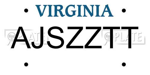 AJSZZTT Virginia License Plate