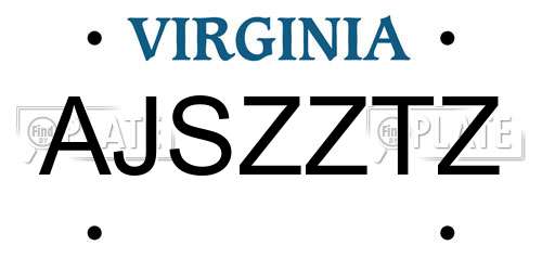 AJSZZTZ Virginia License Plate
