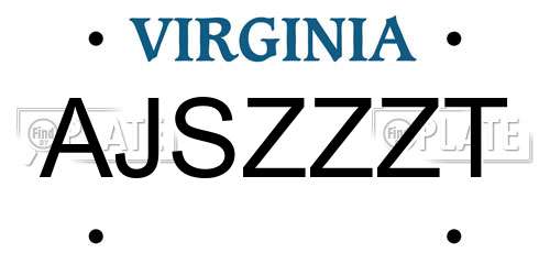 AJSZZZT Virginia License Plate