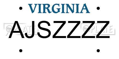 AJSZZZZ Virginia License Plate