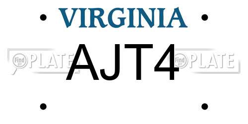 AJT4 Virginia License Plate