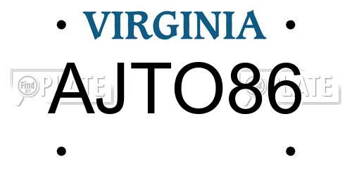 AJTO86 Virginia License Plate