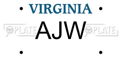 AJW Virginia License Plate
