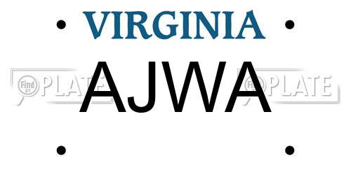 AJWA Virginia License Plate