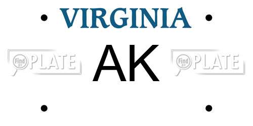 AK Virginia License Plate