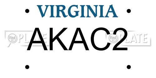 AKAC2 Virginia License Plate